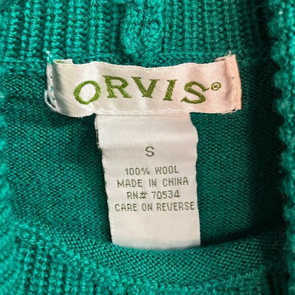 Orvis green turtle neck 100% wool sweater small 731 - Picture 6 of 7